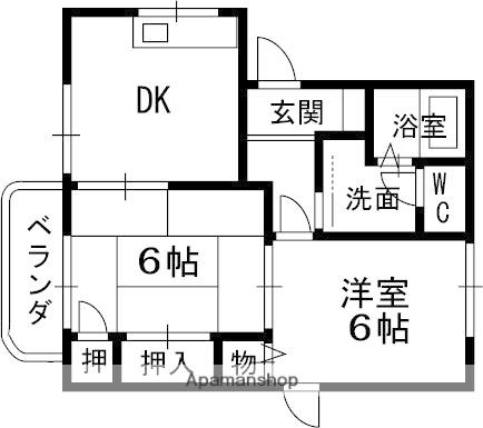 グランメール宮撝(2DK/2階)の間取り写真