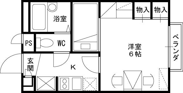 レオパレスWING(1K/2階)の間取り写真