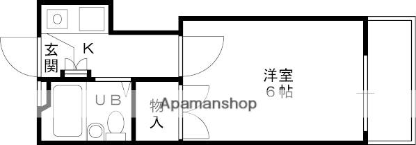 アルデール富田(1K/2階)の間取り写真