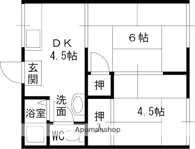 名神ハイツA棟(2DK/1階)の間取り写真