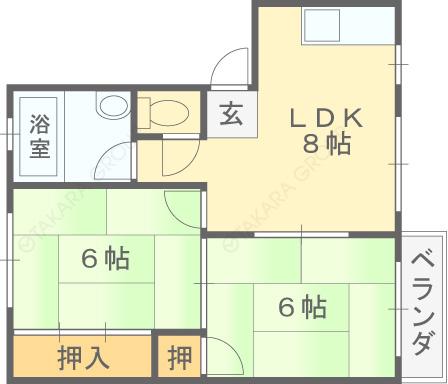 向井コーポラス(2LDK/1階)の間取り写真