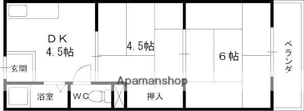 鶴見ハイツ(2DK/4階)の間取り写真
