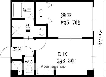 コーポラス新石切(1DK/1階)の間取り写真