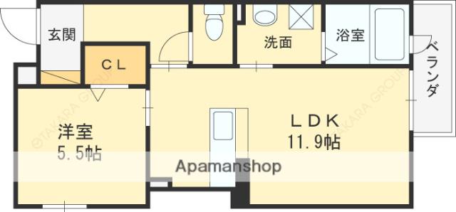 サニーコートティアラ(1LDK/1階)の間取り写真