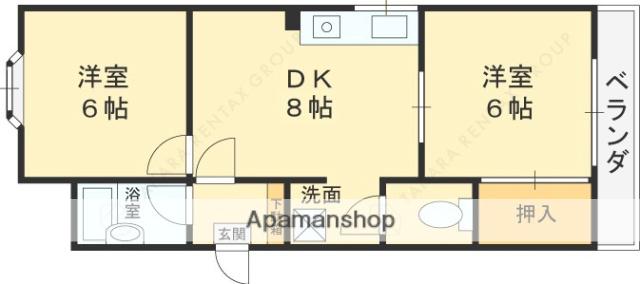 DAME林(2DK/3階)の間取り写真