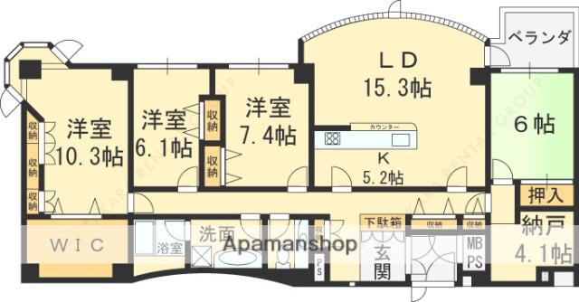 メロディハイムエクセル石切(4SLDK/2階)の間取り写真