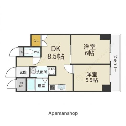 今西マンション(2DK/4階)の間取り写真