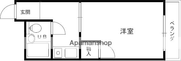 ロータリーハイツ花園(1K/3階)の間取り写真