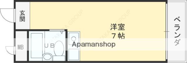 ピースハイツ長堂(ワンルーム/1階)の間取り写真