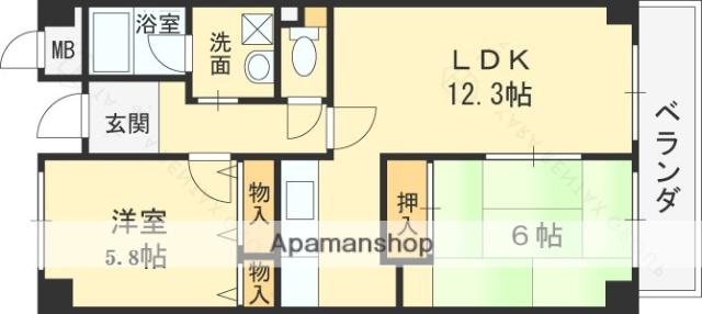 プルミエハイツ花園(2LDK/1階)の間取り写真