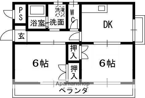 ロイヤルシャルム(2DK/3階)の間取り写真
