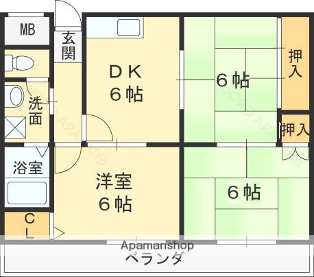 コンフォートグリーン(3DK/4階)の間取り写真