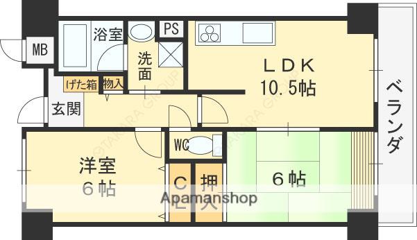 サン・コーポラス小阪(2LDK/6階)の間取り写真