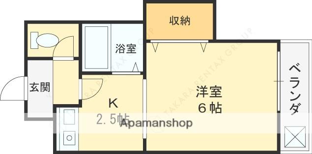 リバーサイド瓢箪山(ワンルーム/3階)の間取り写真