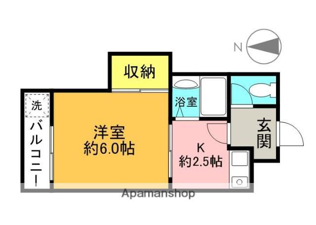 リバーサイド瓢箪山(1K/1階)の間取り写真