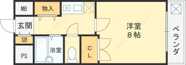 ダイヤモンドメゾン高井田(1K/5階)の間取り写真