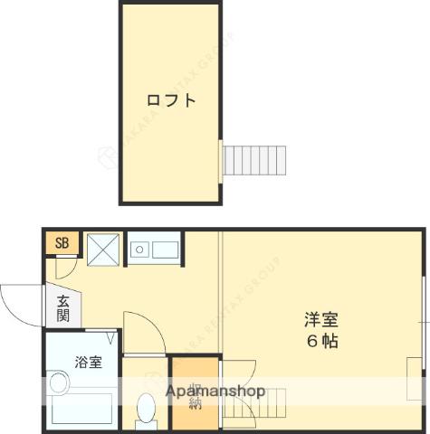 ソレイユくさか(1K/2階)の間取り写真