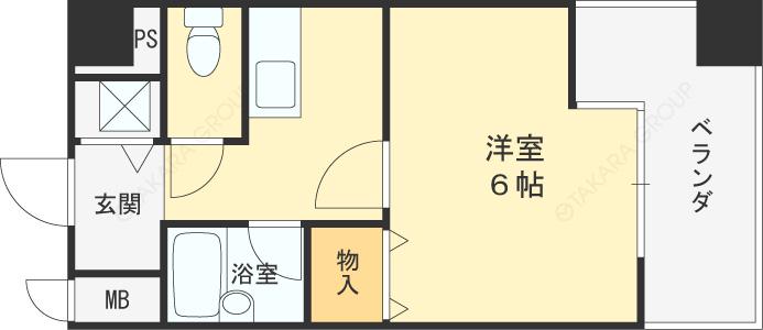 メルベーユ藤戸(1K/3階)の間取り写真