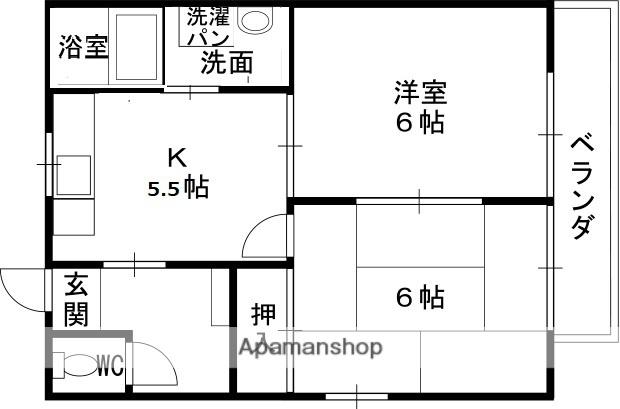 カーサオクムラ(2K/2階)の間取り写真