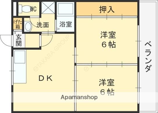 高井田青山ビル(2DK/2階)の間取り写真