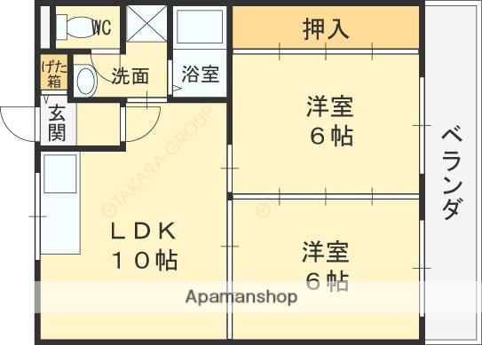 高井田青山ビル(2LDK/4階)の間取り写真