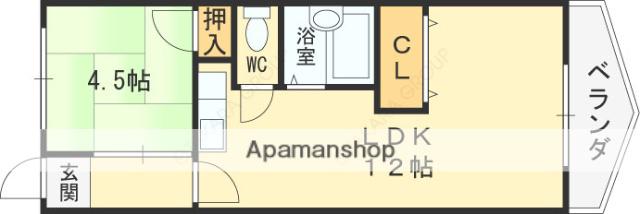 ミドービル(1LDK/6階)の間取り写真