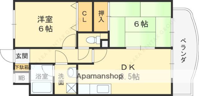 パルティグⅠ(2DK/4階)の間取り写真