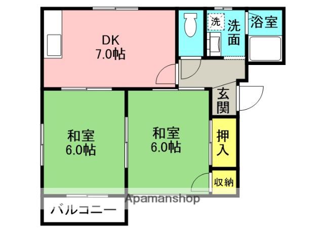 サニーハイツ(2DK/2階)の間取り写真