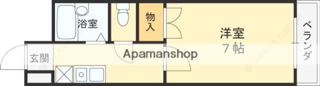 HILLTOPTERADA(1K/1階)の間取り写真