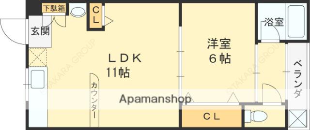 森内マンション(1LDK/4階)の間取り写真