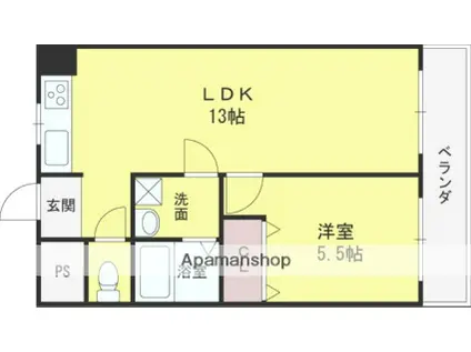 新栄プロパティー羽曳が丘(1LDK/4階)の間取り写真