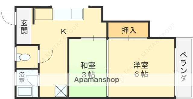 宇奈月マンション(2DK/2階)の間取り写真