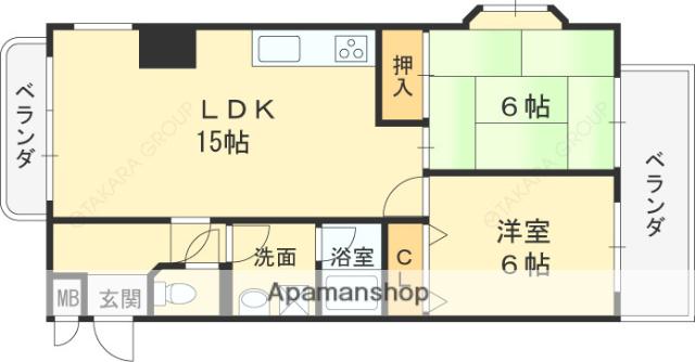 プランドール中川(2LDK/3階)の間取り写真