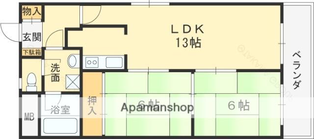 グリーンハイツもりきく(2LDK/2階)の間取り写真