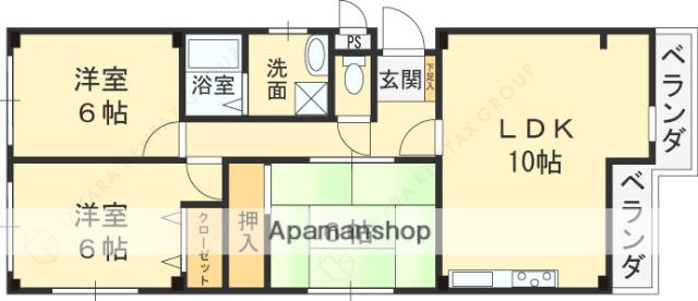 ヴェナビスタ石切(3LDK/3階)の間取り写真