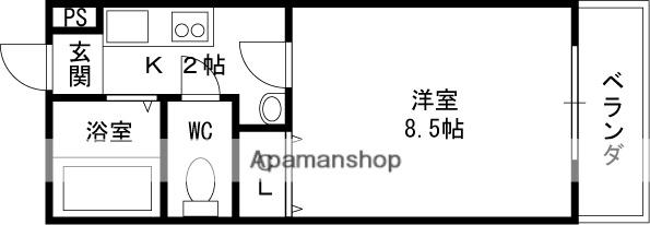 ビューティーセゾン和(1K/3階)の間取り写真