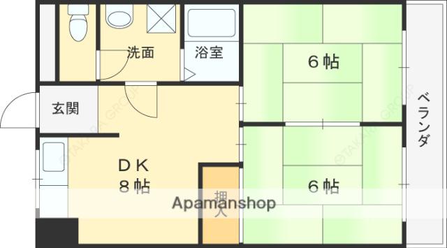 五百石マンション(2DK/5階)の間取り写真