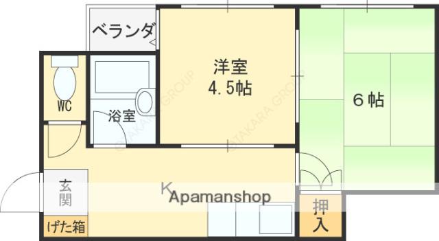 サンシャトー俊徳(2K/3階)の間取り写真
