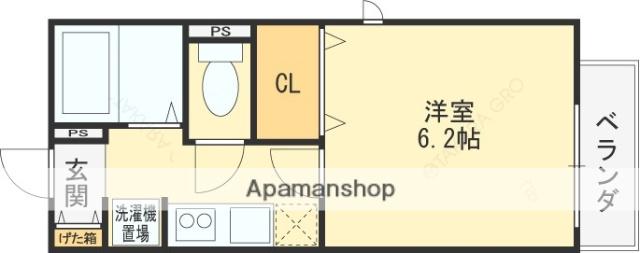 ブランシェヴィラ(1K/2階)の間取り写真
