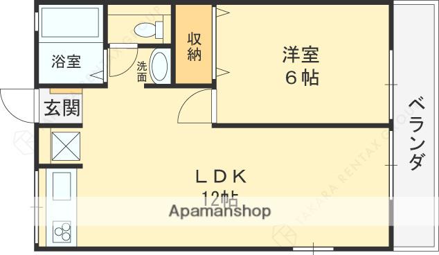 近鉄難波・奈良線 河内花園駅 徒歩9分 2階建 築32年(1LDK/2階)の間取り写真