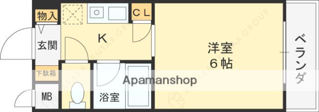 シティコートNAGATA(1K/2階)の間取り写真