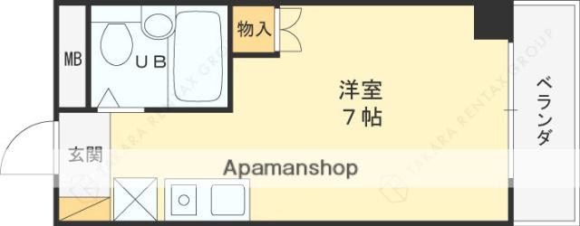 ドゥエル ミヤザキ(ワンルーム/2階)の間取り写真