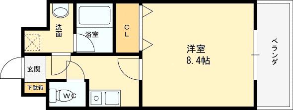メルディアキューブやえのさと(1K/5階)の間取り写真