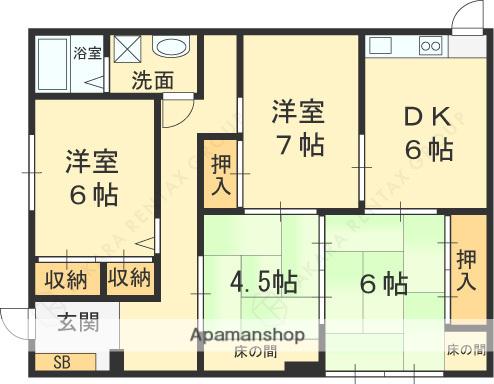 マンションオアシス(4DK/1階)の間取り写真