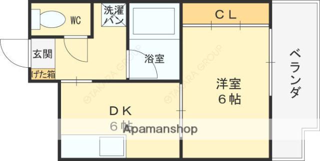 栄ハイツ八戸ノ里(1DK/3階)の間取り写真