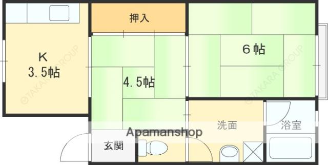 ホワイトマンション(2K/1階)の間取り写真