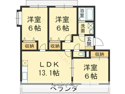 ランデックス弐番館(3LDK/3階)の間取り写真