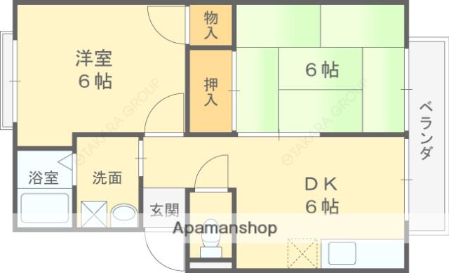 エステートピアハヤシ(2DK/1階)の間取り写真