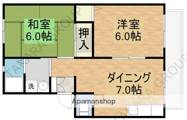 サンビレッジ・ラポール(2DK/2階)の間取り写真