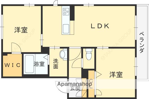 シャーメゾン中石切(2LDK/3階)の間取り写真